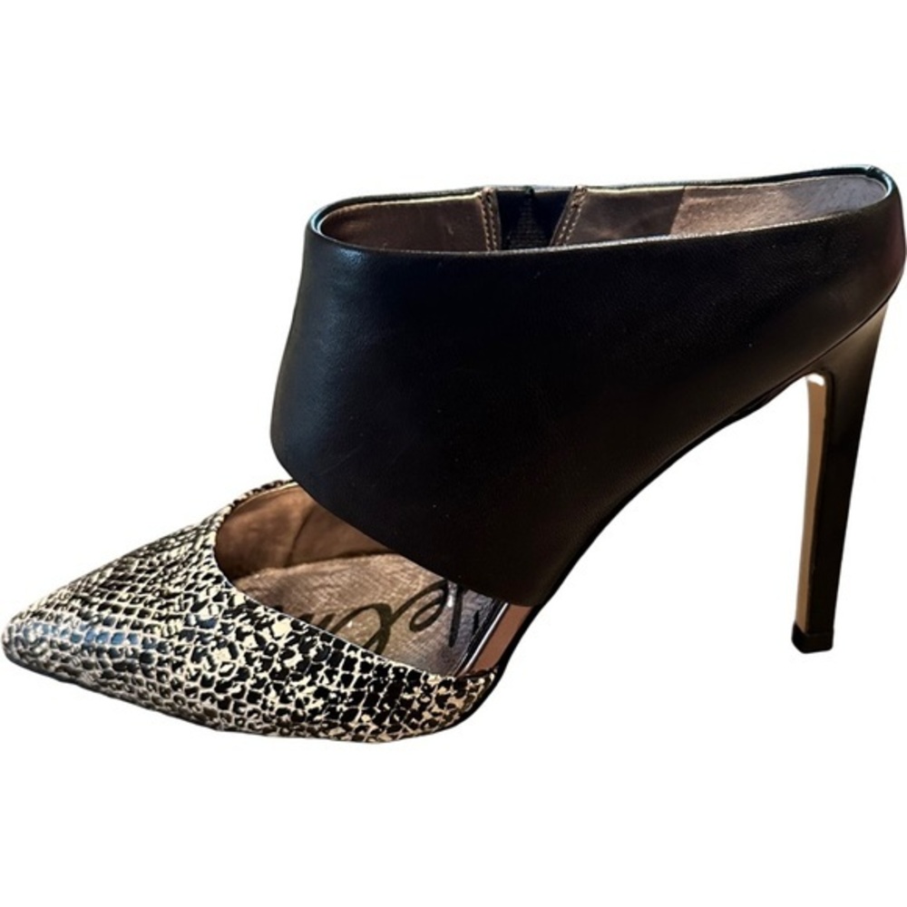 Sam Edelman Black and White Monroe Pointed Toe Stiletto Mules